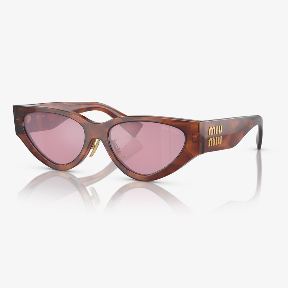 Miu Miu Sunglasses Striped Tobacco / Bordeaux Lens- NEW